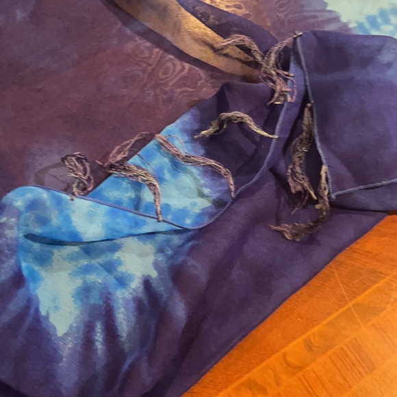 Large blue with fringe wrap cover up - Picture 3 of 3